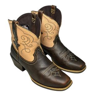 Justin Gypsy L2949 Western Cowgirl Boots Brown Tan Square Toe Size 9.5B EUC